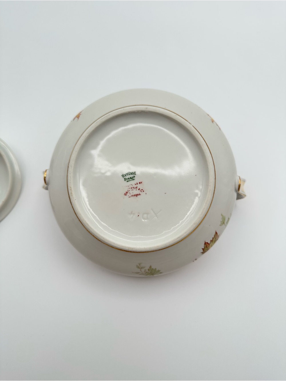 Haviland Limoges Autumn Leaf Creamer & Covered Sugar Bowl Gold Accents - Picture 14 of 16